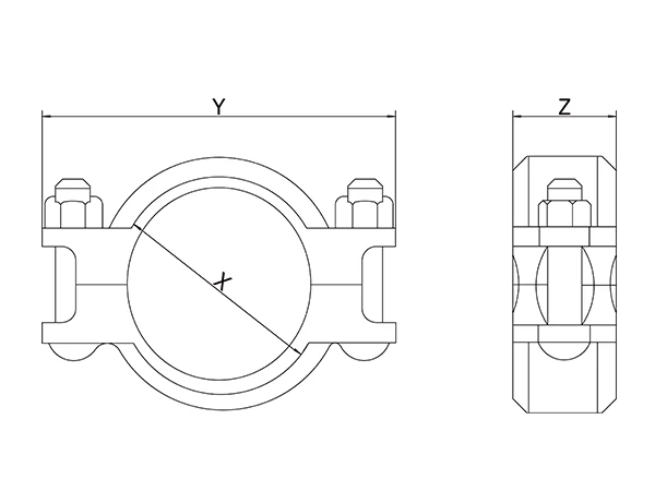 A drawing of g30 stainless steel rigid grooved coupling on white background