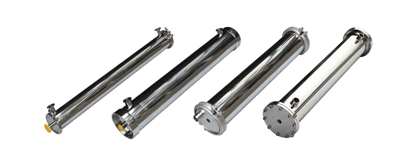 4 neatly placed stainless steel membrane housings