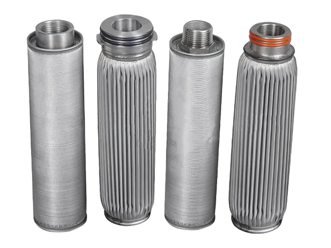 4 different types of stainless steel sintered/pleated filter cartridges