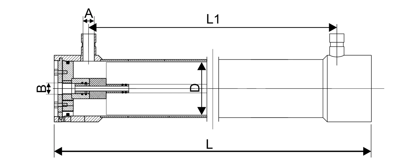 A Drawing of SV1000S25/40 side port stainless steel membrane housing
