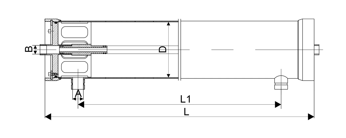 A Drawing of SV1000S80 side port stainless steel membrane housing