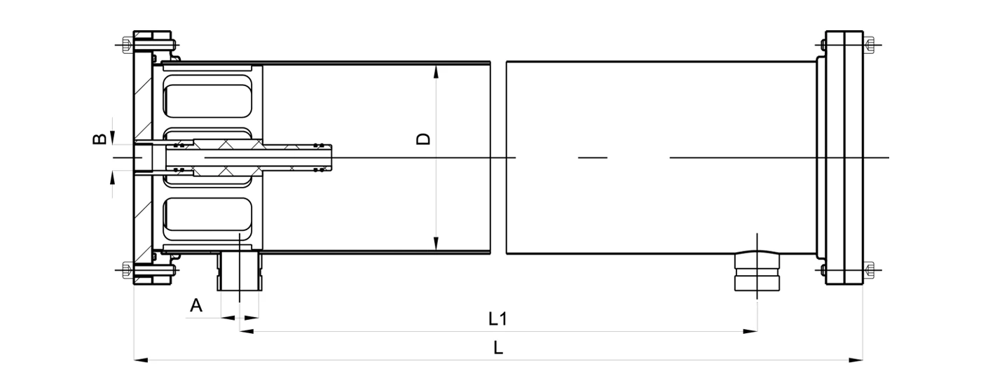 A Drawing of SV600S80 side port stainless steel membrane housing