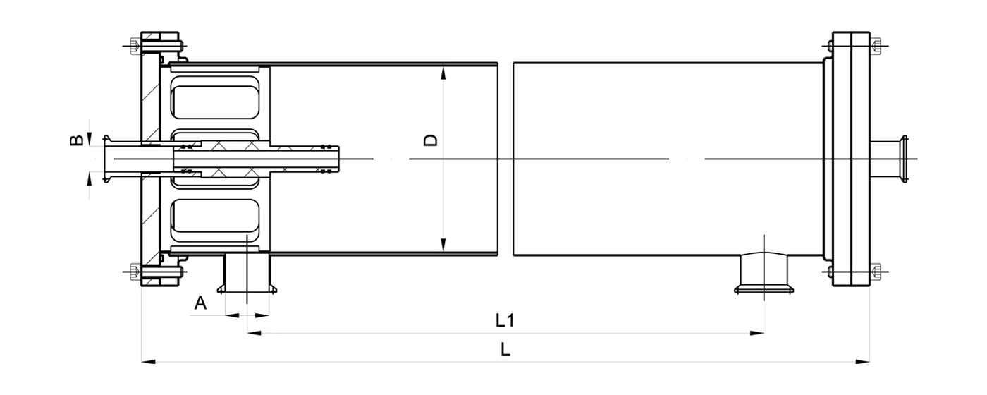 A Drawing of SV600SS80 side port sanitary grade stainless steel membrane housing