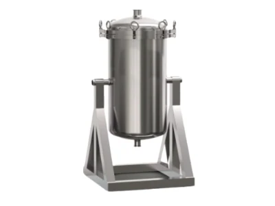 A swing titanium rod filter housing on a white background