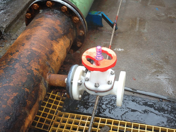 A diaphragm valve in running