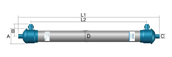 A drawing of SWUFA6475-50 UF membrane.