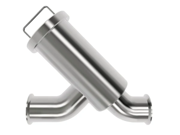 A y-type filter housing on a gray background