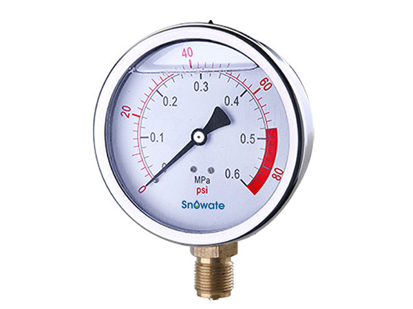 A YN100 radial liquid filled pressure gauge