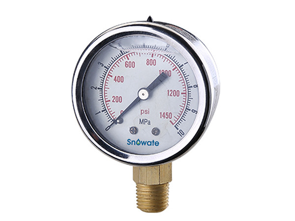 A YN40 radial liquid filled pressure gauge