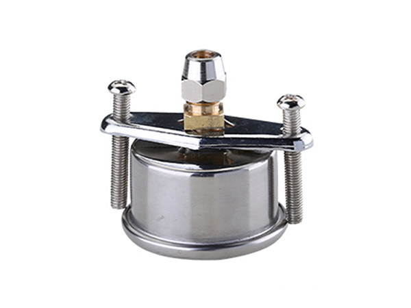 A YN40ZK axial liquid filled pressure gauge