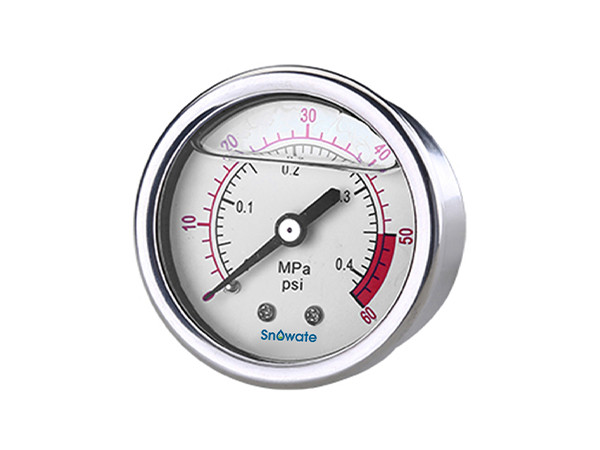 A YN50Z axial liquid filled pressure gauge