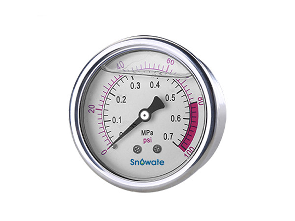 A YN60Z axial liquid filled pressure gauge
